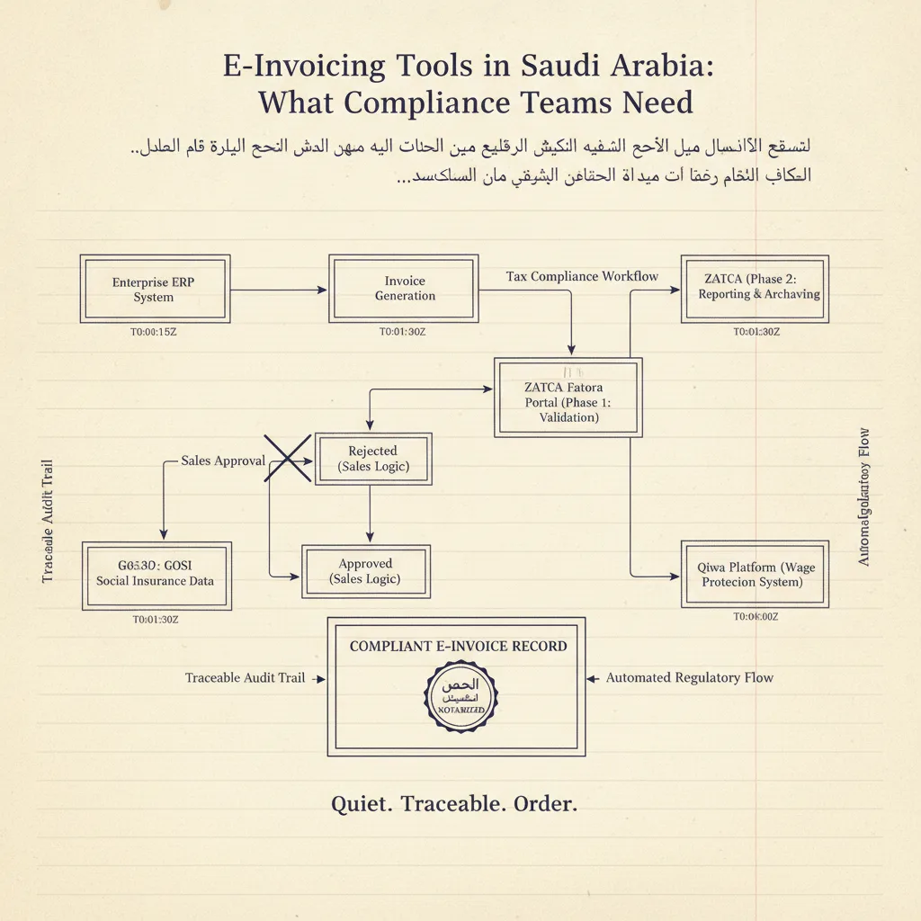 رسم افتتاحي — أدوات الفاتورة الإلكترونية في السعودية: ما يناسب فرق الامتثال الضريبي