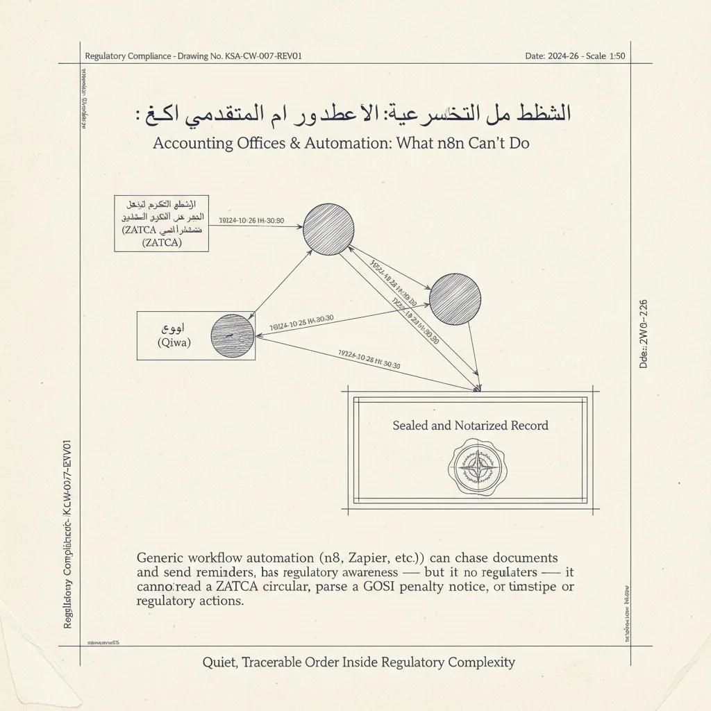 رسم افتتاحي — مكاتب المحاسبة والأتمتة: ما تفعله n8n وما تعجز عنه